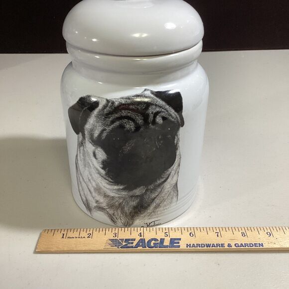 Pug Dog Treat Cookie Jar Canister Rosalinde Porcelain  Made In The USA - Picture 6 of 7